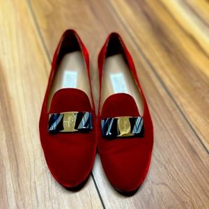 Beautiful Red Velvet Ferragamo Ballet Flats!